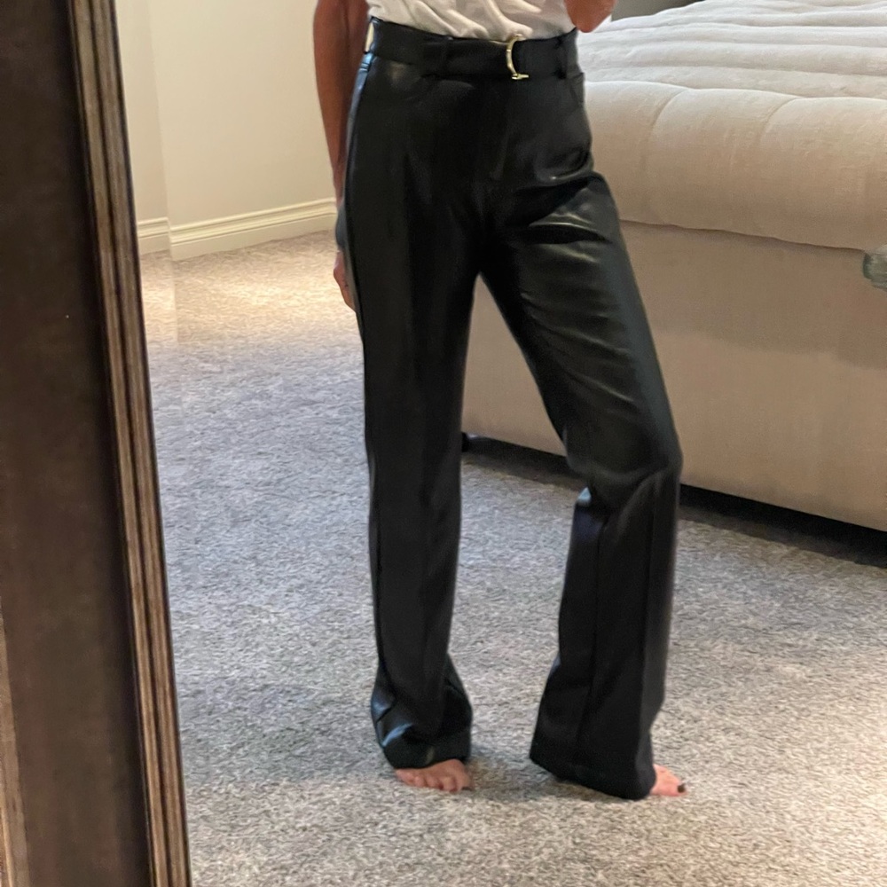 NICHOLAS Black Straight Leg Faux Leather Pants